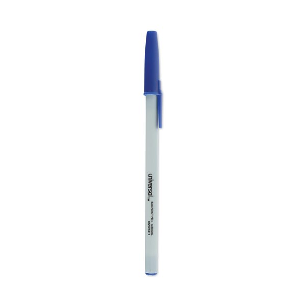 Universal Ballpoint Pen, Stick, Medium 1 mm, Blue Ink, Gray Barrel, 12PK UNV27411